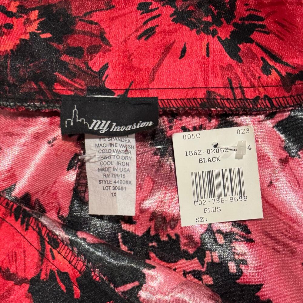 NWT Vintage Y2K NY Invasion Floral Skater Skirt Size 1X Red‎ & Black Rockabilly - Picture 9 of 12